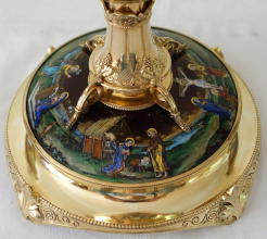 Solid silver gilt antique French Romanesque Chalice.